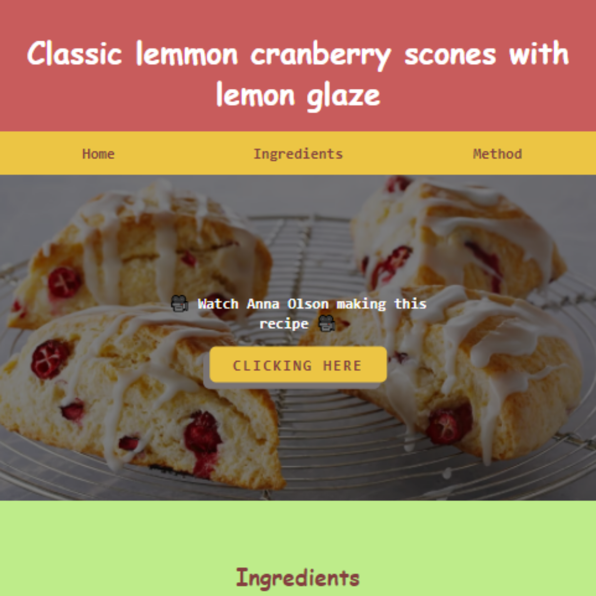 imagen de la web de la clase 1 con la receta de scones