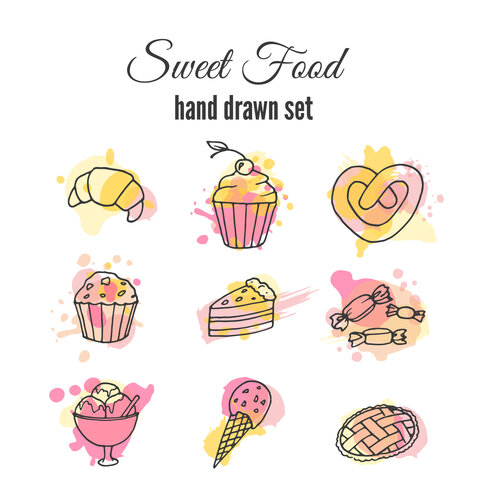 Logo de Sweet Food - hand drawn set